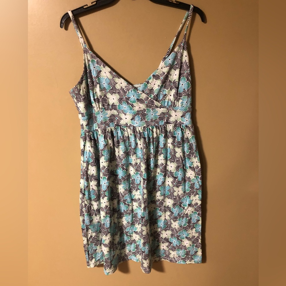Old‎ Navy Blue Cotton Floral Spaghetti Strap Mini Dress